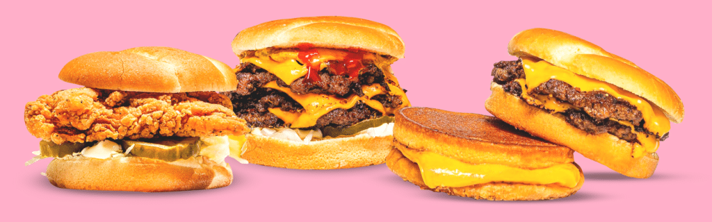 Crispy Chicken, Beast Style, Karl's Grilled Cheese, and Chandler Style burgers and sandwiches